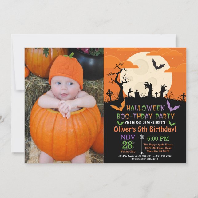 Invitation de fête d'anniversaire de Halloween (Devant)