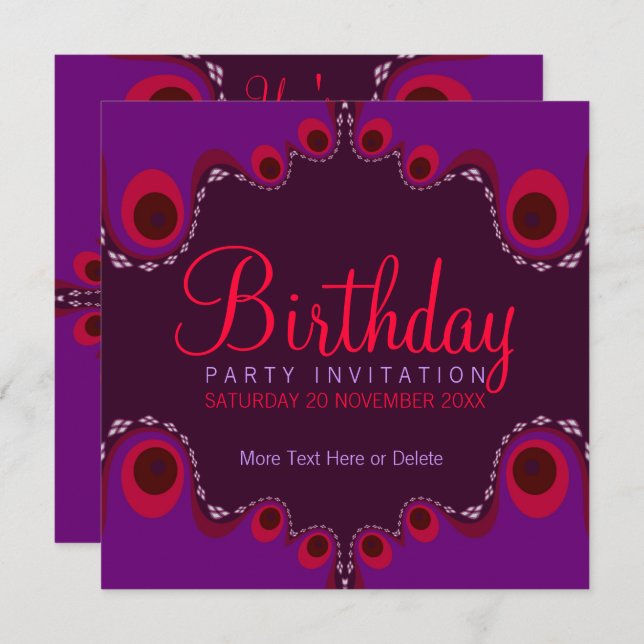 Invitation de fête d'anniversaire de la déesse sup (Devant / Derrière)