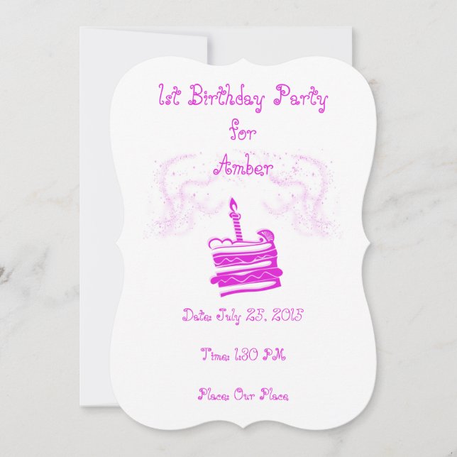 Invitation de fête d'anniversaire de la fille (Devant)