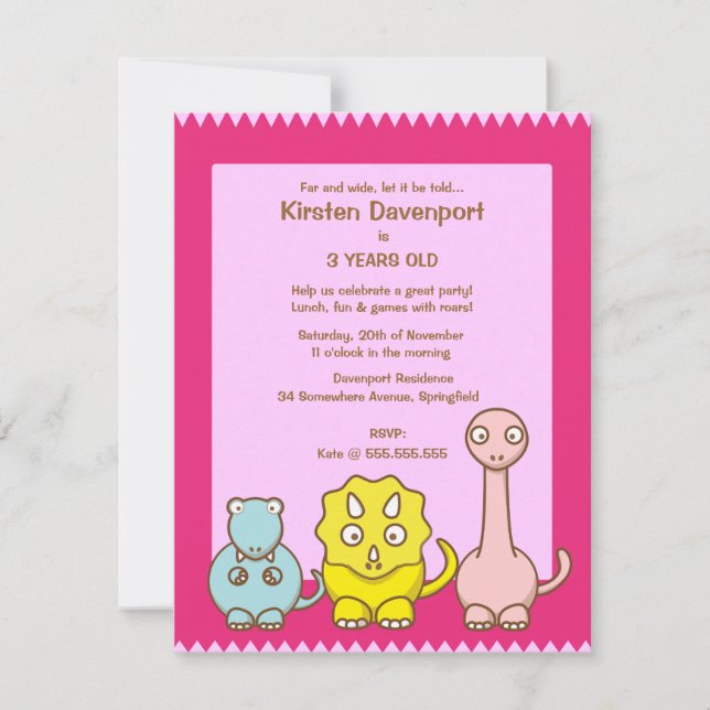 Invitation de fête d'anniversaire de la fille de (Devant)