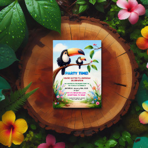 Invitation de fête d'anniversaire de la Jungle tro