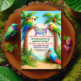 Invitation de fête d'anniversaire de la Jungle tro