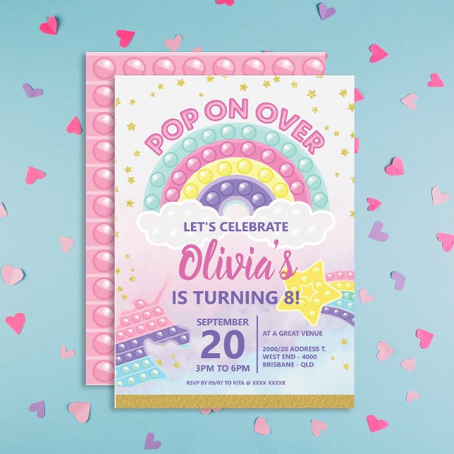 Invitation de fête d'anniversaire de la Pop It (Créateur téléchargé)