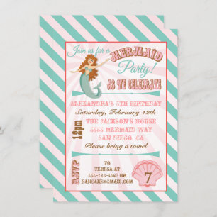 Invitation de fête d'anniversaire de la Sirène mod