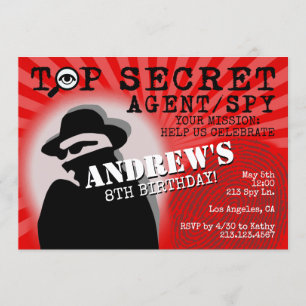 Invitation de fête d'anniversaire de l'agent secre