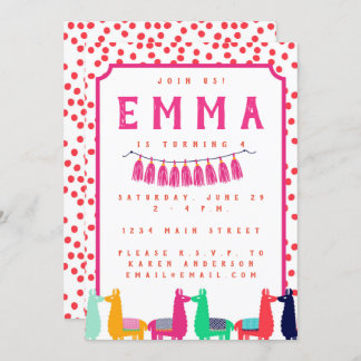 Invitation de fête d'anniversaire de lama