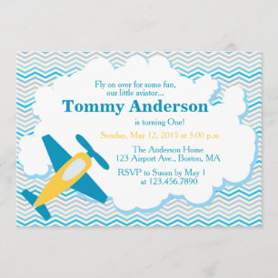 Invitation de fête d'anniversaire de l'avion Chevr