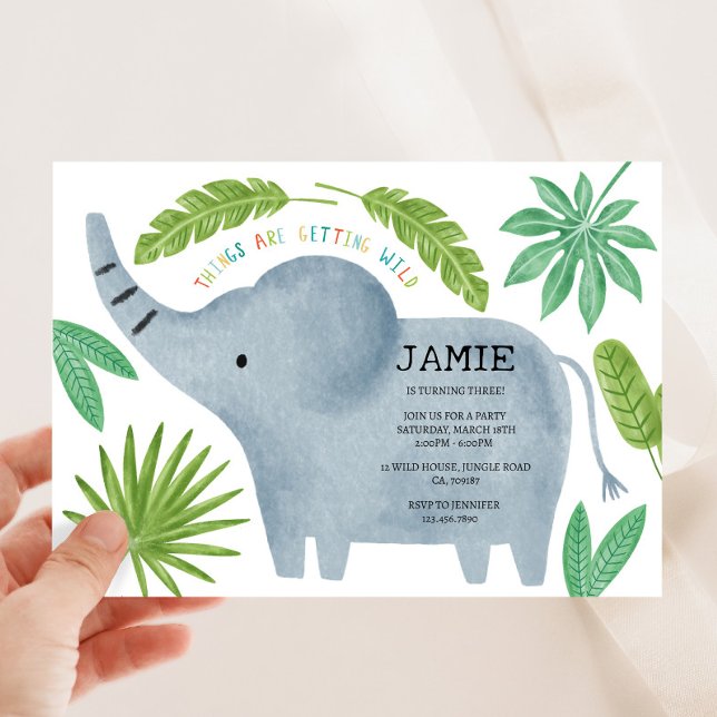 Invitation de fête d'anniversaire de l'éléphant (Créateur téléchargé)