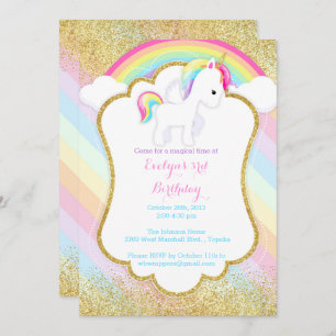 Invitation de fête d'anniversaire de licorne -