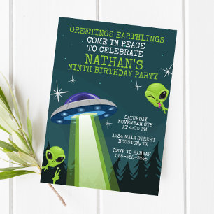 Invitation de fête d'anniversaire de l'OVNI Alien