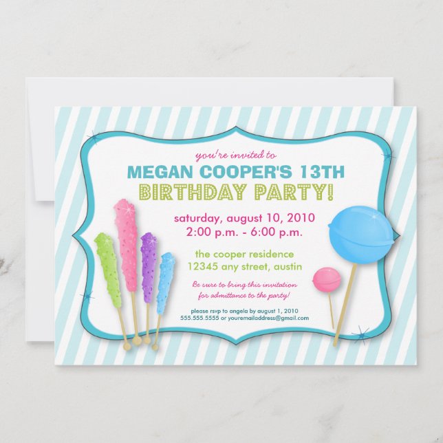 Invitation de fête d'anniversaire de magasin de (Devant)
