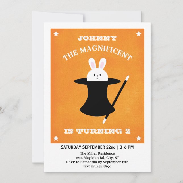 Invitation de fête d'anniversaire de magicien (Devant)