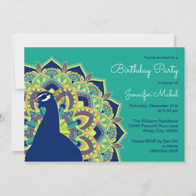 Invitation de fête d'anniversaire de mandala de (Devant)