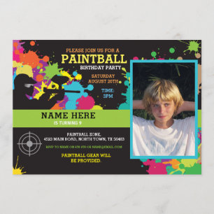 Invitation de fête d'anniversaire de Paintball de