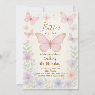 Invitation de fête d'anniversaire de papillon modi