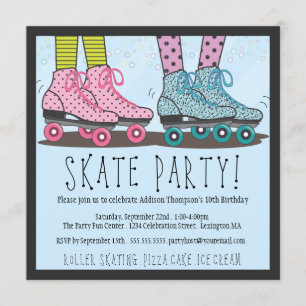 Invitation de fête d'anniversaire de patinage de