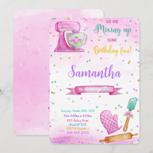 Invitation de fête d'anniversaire de pâtisserie mo
