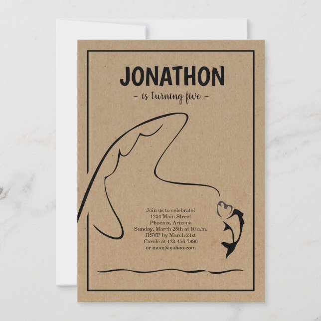 Invitation de fête d'anniversaire de pêche (Devant)