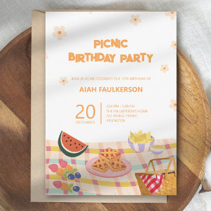 Invitation de fête d'anniversaire de pique-nique d