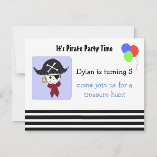 Invitation de fête d'anniversaire de pirate cool