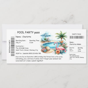 Invitation de fête d'anniversaire de piscine dans