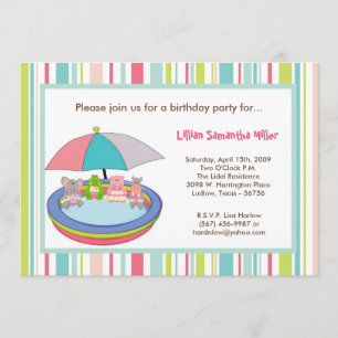 invitation de fête d'anniversaire de piscine de
