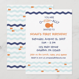Invitation de fête d'anniversaire de poisson rouge