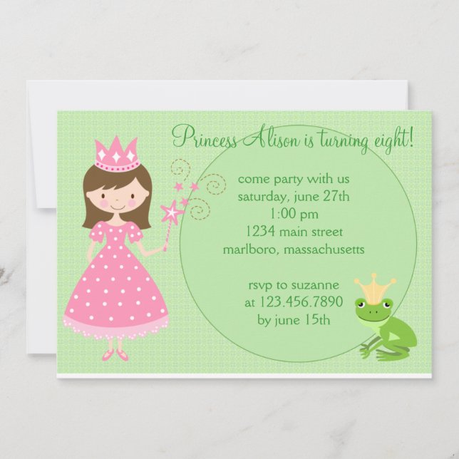 Invitation de fête d'anniversaire de princesse (Devant)