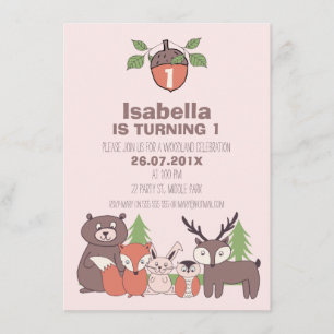 Invitation de fête d'anniversaire de région boisée