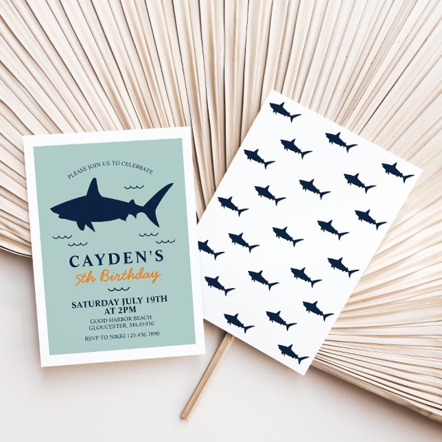 Invitation de fête d'anniversaire de requin (Créateur téléchargé)