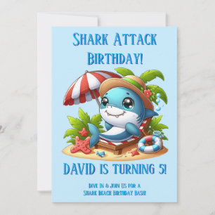 Invitation de fête d'anniversaire de requin modifi