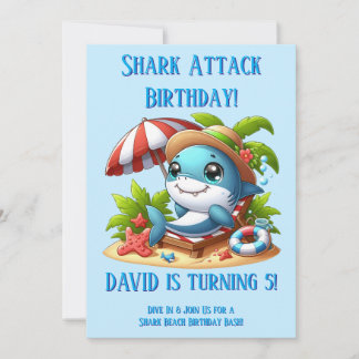 Invitation de fête d'anniversaire de requin modifi