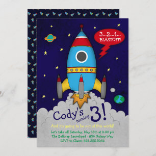 Invitation de fête d'anniversaire de Rocketship