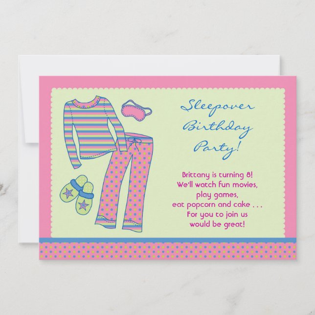 Invitation de fête d'anniversaire de Sleepover (Devant)
