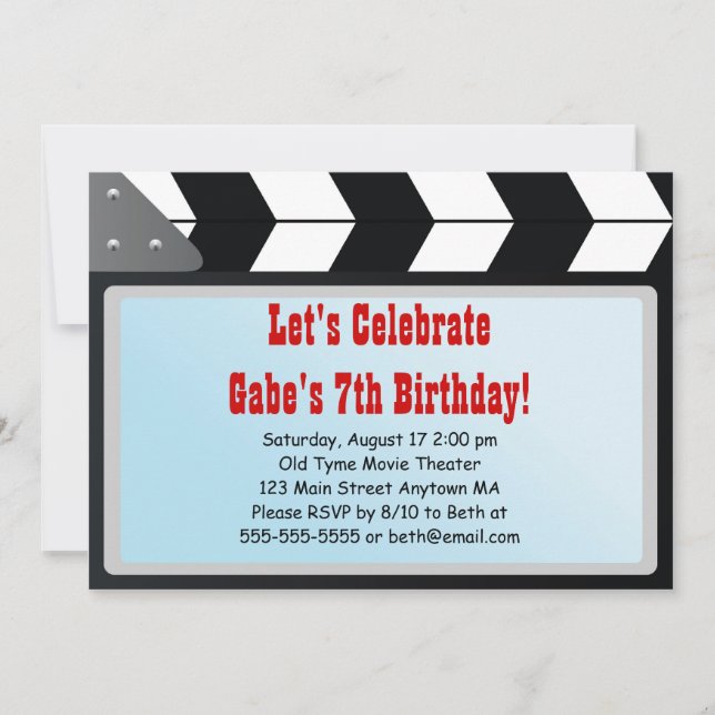 Invitation de fête d'anniversaire de soirée cinéma (Devant)