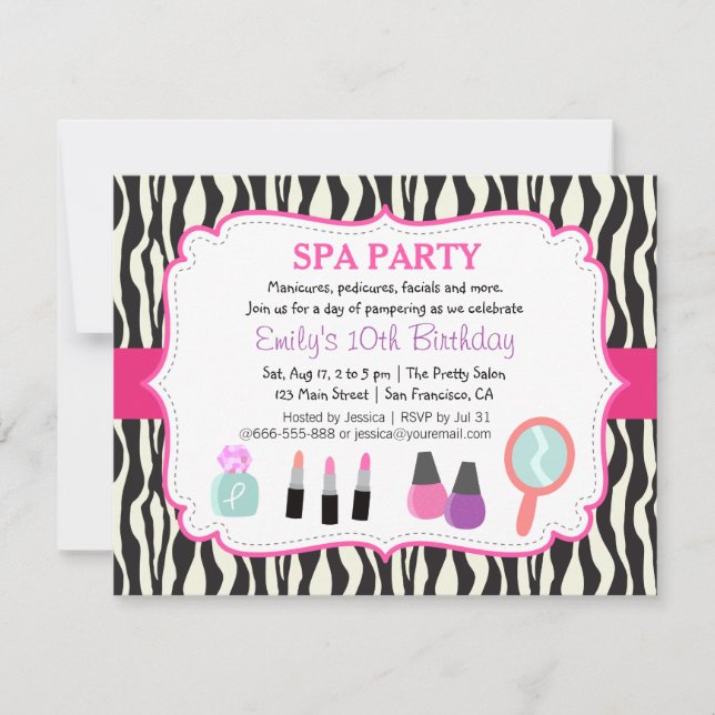 Invitation de fête d'anniversaire de spa (Devant)