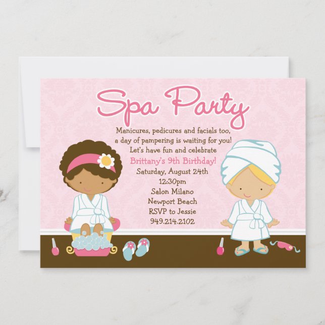 Invitation de fête d'anniversaire de spa (Devant)