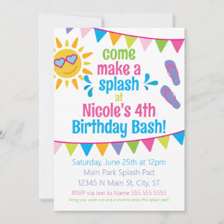 Invitation de fête d'anniversaire de Splash Pad
