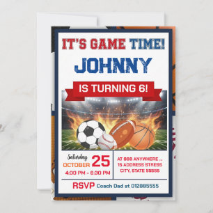 Invitation de fête d'anniversaire de sport d'étoil
