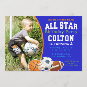 Invitation de fête d'anniversaire de sports de