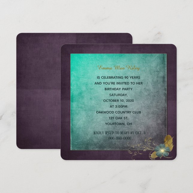 invitation de fête d'anniversaire de style vintage (Devant / Derrière)