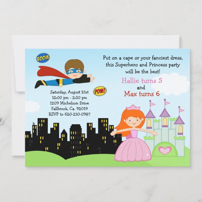 Invitation de fête d'anniversaire de super héros (Devant)