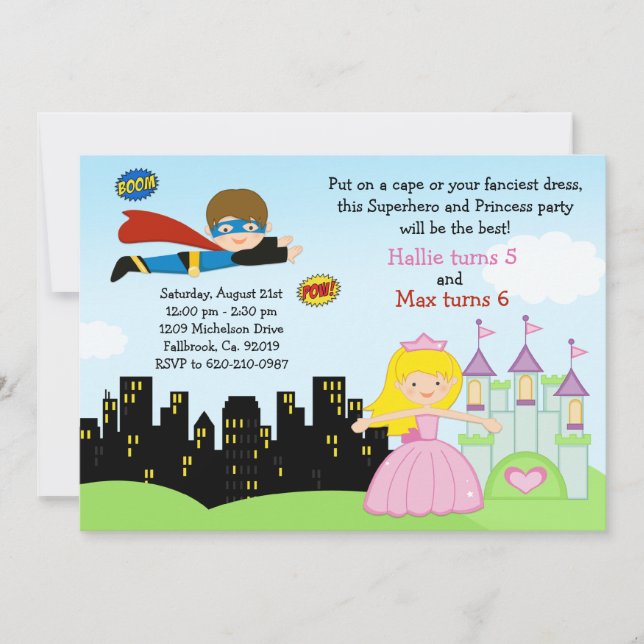 Invitation de fête d'anniversaire de super héros (Devant)