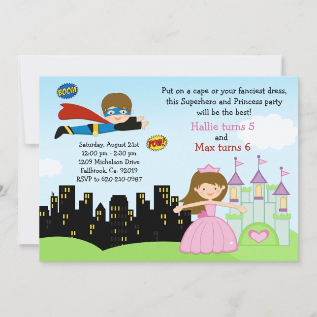 Invitation de fête d'anniversaire de super héros (Devant)
