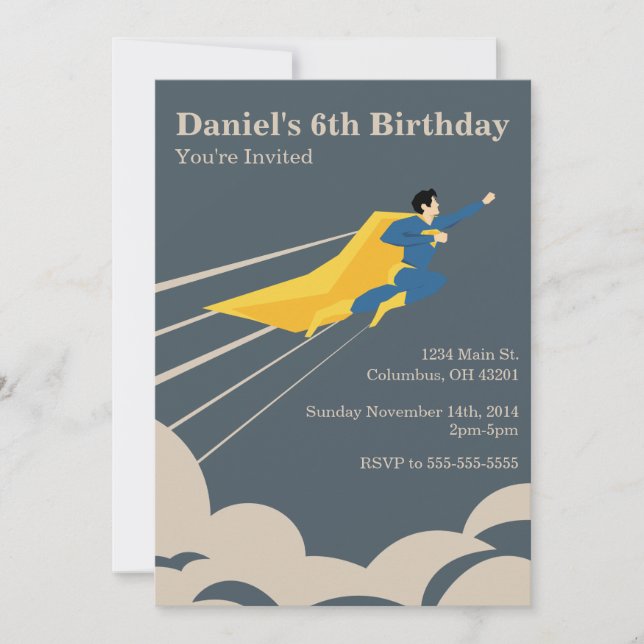 Invitation de fête d'anniversaire de super héros (Devant)
