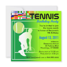 Invitation de fête d'anniversaire de tennis