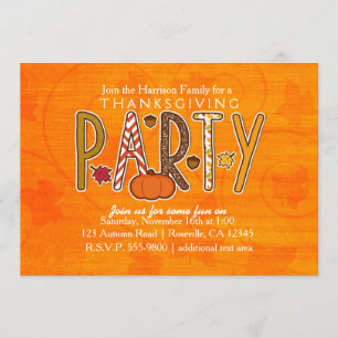 Invitation de fête d'anniversaire de thanksgiving