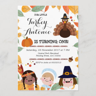 Invitation de fête d'anniversaire de thanksgiving