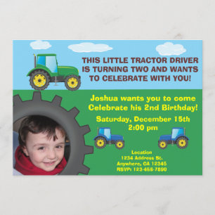 Invitation de fête d'anniversaire de tracteur