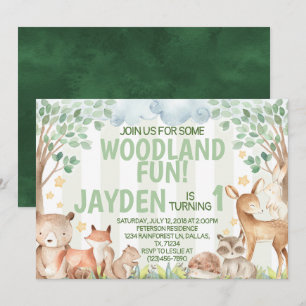 Invitation de fête d'anniversaire de Woodland Anim